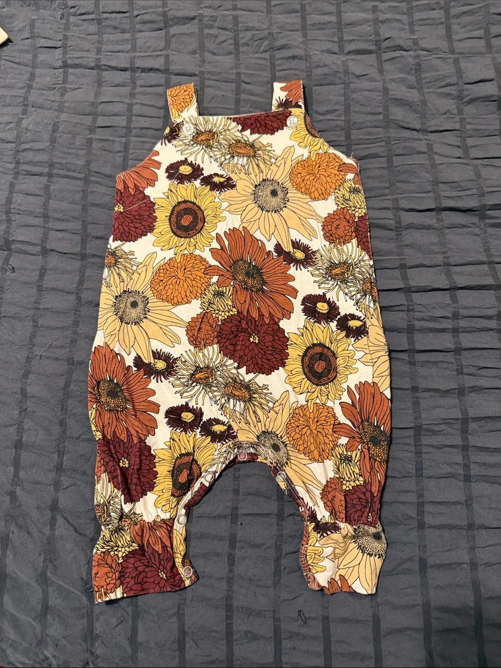 kate quinn Cream Romper with Autumn Sunflower Print